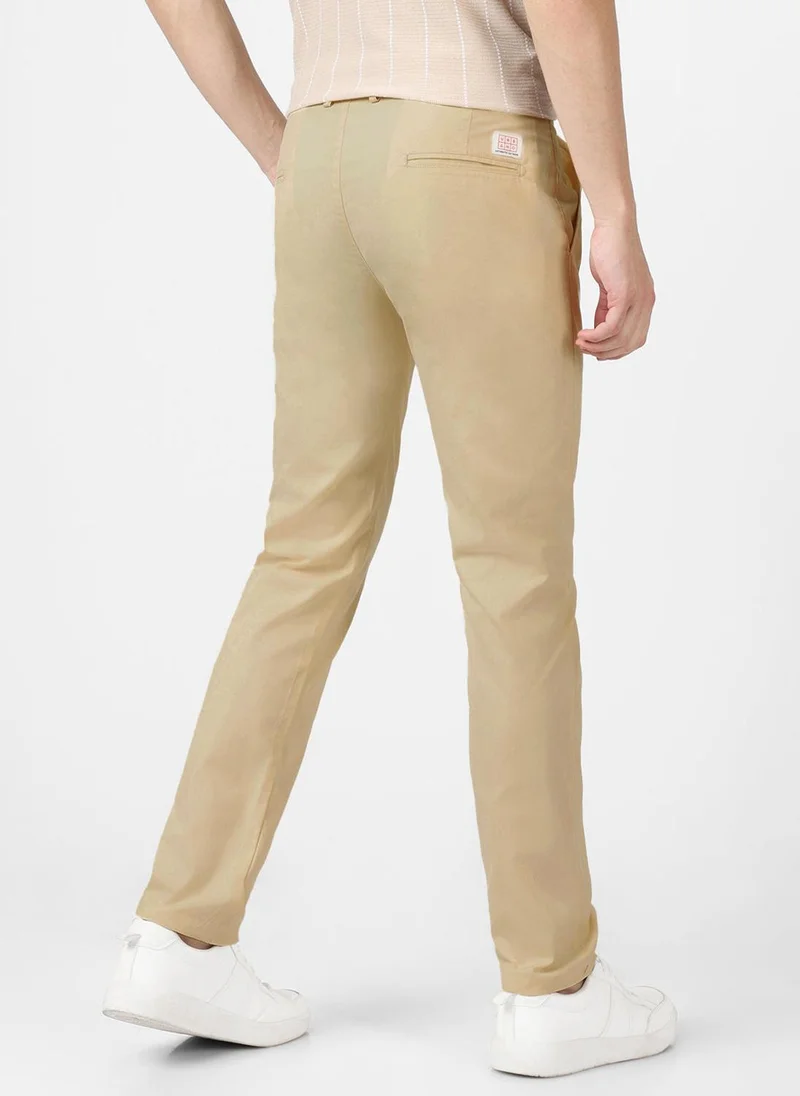 Urbano Fashion  Urbano Fashion Men's Cream Cotton Slim Fit Casual Chinos Trousers for Men | Best Price UAE